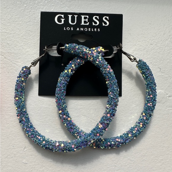 GUESS Set of 2 Glitter Hoop Earrings - Picture 3 of 3